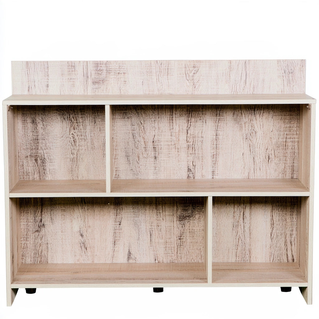 Boekenkast van hout met eikenlook, met drie niveaus, kleur licht eiken