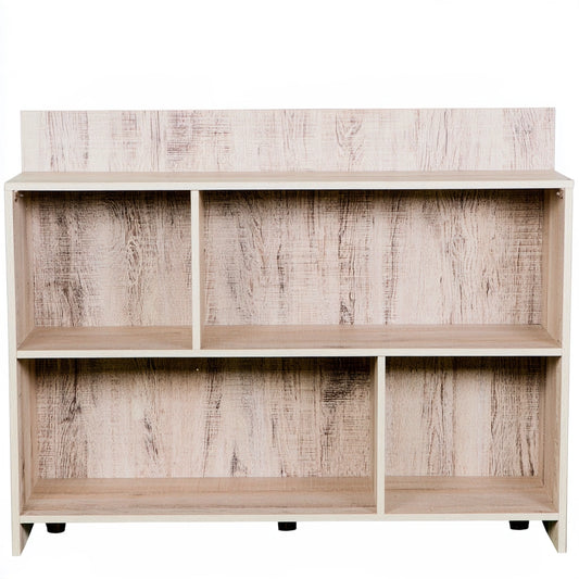 Boekenkast van hout met eikenlook, met drie niveaus, kleur licht eiken
