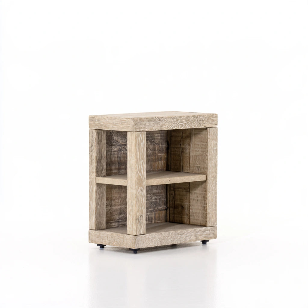Boekenkast van hout met eikenlook, met drie niveaus, kleur licht eiken