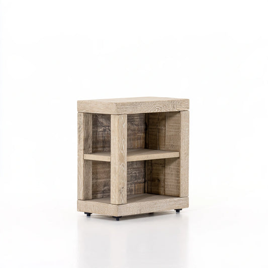 Boekenkast van hout met eikenlook, met drie niveaus, kleur licht eiken